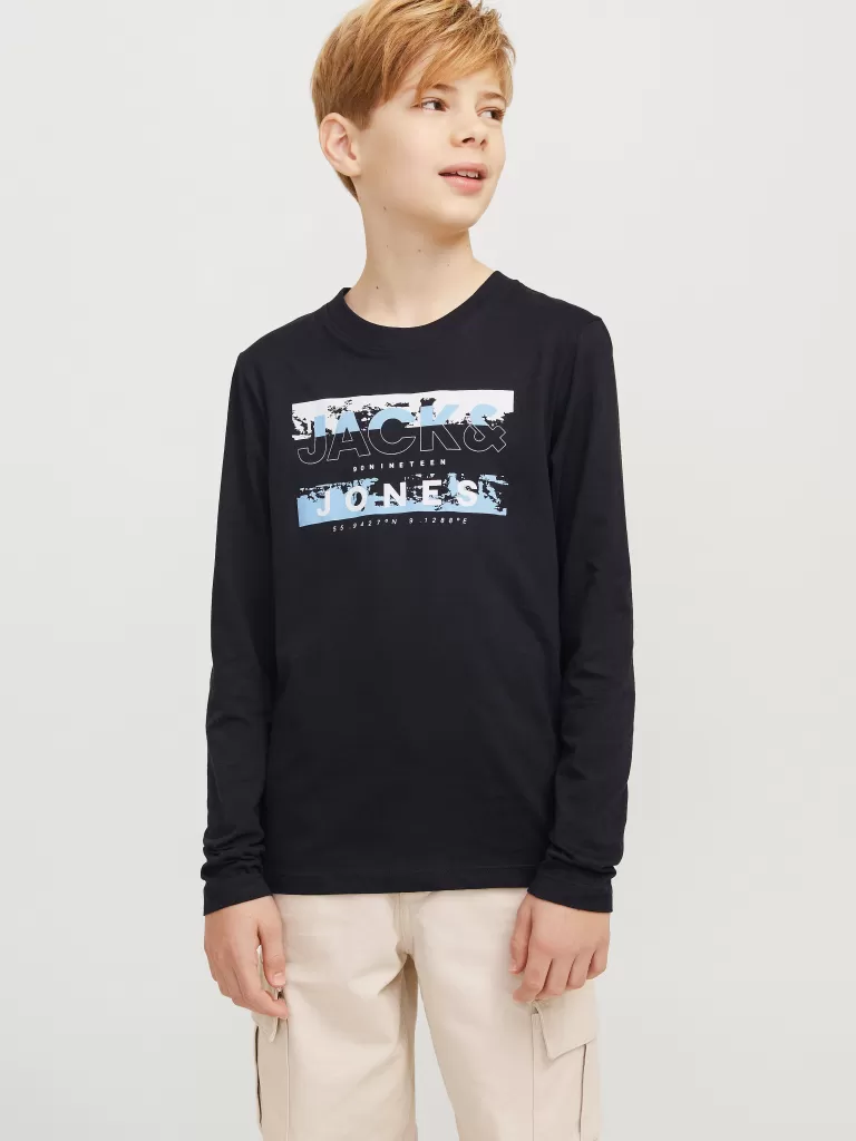JACK & JONES Koszulki^Z logo T-shirt Junior Czarny