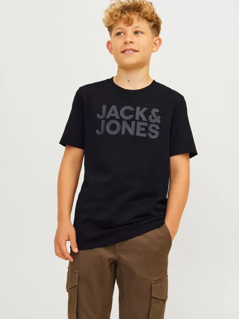 JACK & JONES Koszulki^Z logo T-shirt Junior Czarny