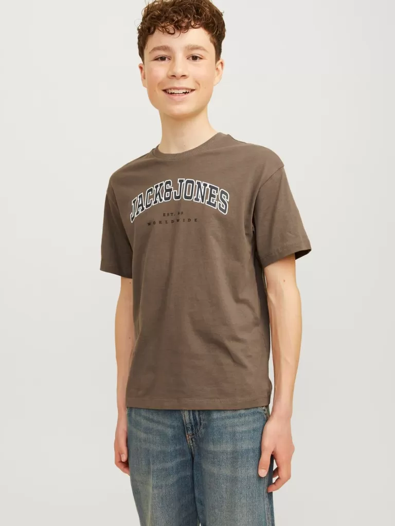 JACK & JONES Koszulki^Z logo T-shirt Junior Brązowy