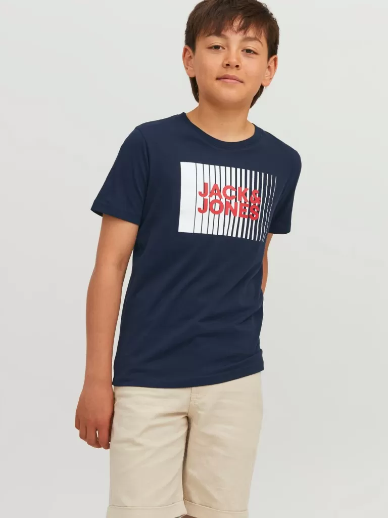 JACK & JONES Koszulki^Z logo T-shirt Junior Niebieski