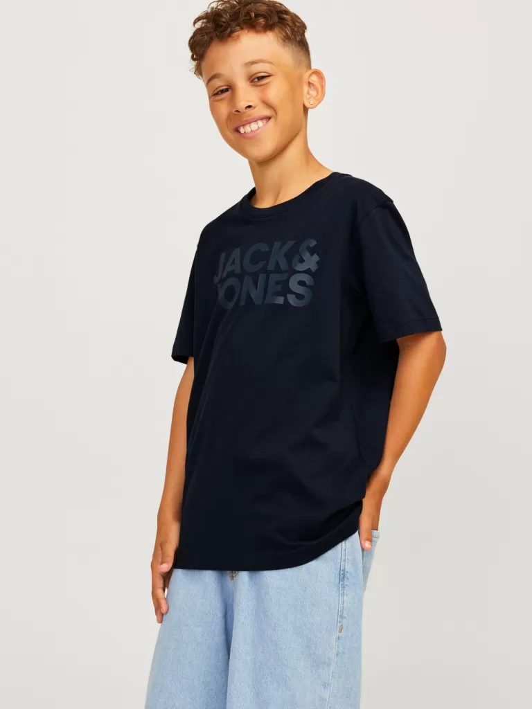 JACK & JONES Koszulki^Z logo T-shirt Junior Niebieski