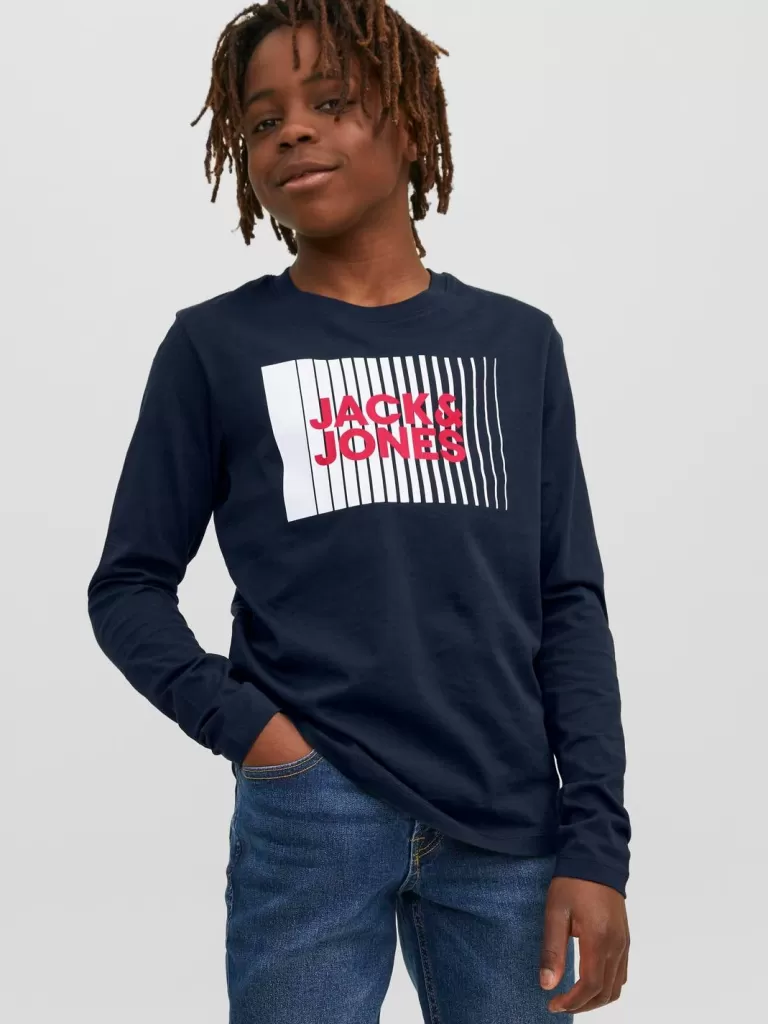 JACK & JONES Koszulki^Z logo T-shirt Junior Niebieski