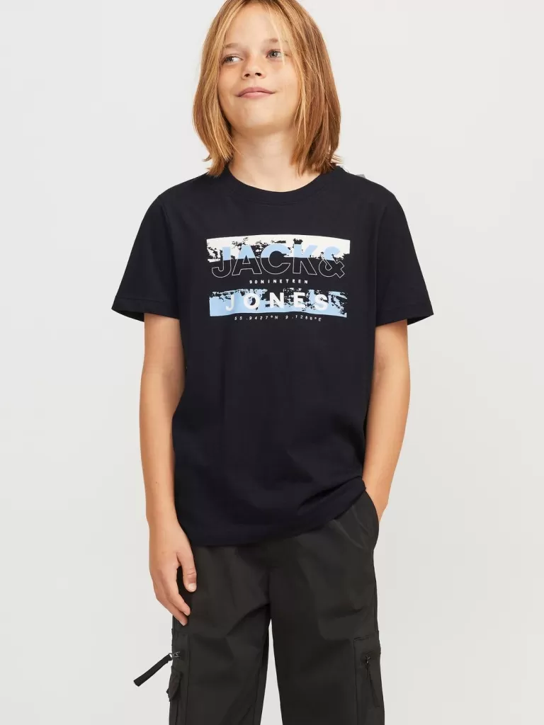 JACK & JONES Koszulki^Z logo T-shirt Junior Czarny