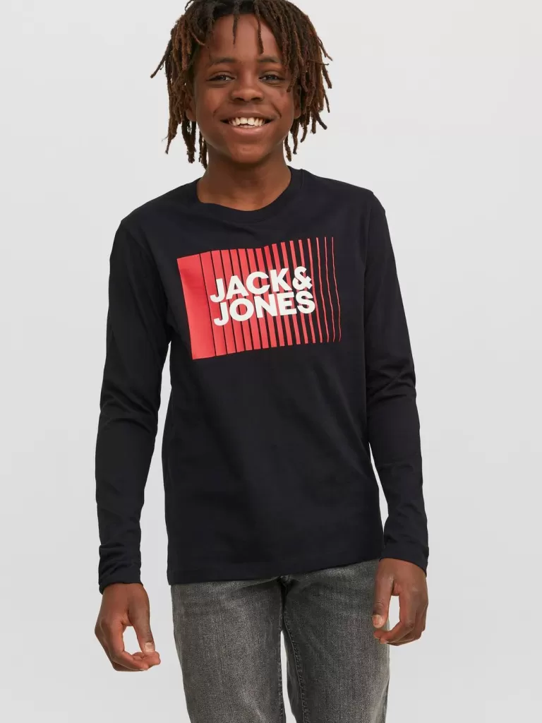 JACK & JONES Koszulki^Z logo T-shirt Junior Czarny